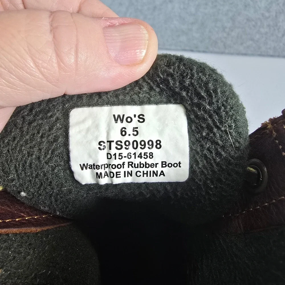 Sperry Saltwater Duck Boots Womens 6.5 Green Brown Leather Waterproof STS90998